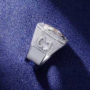 Hexagon <b>Cocktail</b> <b>Ring</b> Mens Stainless Steel Micro Pave Cubic 18K <b>Gold</b> Plated Hiphop Style Daily Wear Jewelry for Sale - Product Image 4