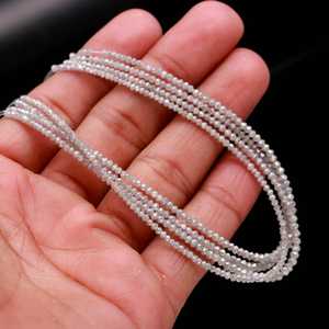 Perles de diamant blanc naturel Lustre, facettées en rondelle de 2 mm, trou de 0,40 mm, brin de 15 pouces, certifiées par un tiers, modèle 1011 - Product Image 3