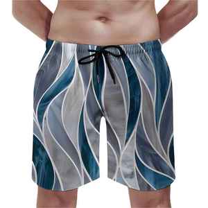 <b>Mens</b> Summer Beach Shorts Quick Dry Swim <b>Trunks</b> Elastic Drawstring Waist Abstract Print Solid Pattern gym shorts for Casual Wear - Product Image 3