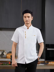 เสื้อเชฟสั่งทำพิเศษ ผ้าโพลีเอสเตอร์/คอตตอนถัก แขนสั้น ติดกระดุมแป๊ก ระบายอากาศได้ดี ดีไซน์ตาข่าย เหมาะสำหรับร้านอาหารและบาร์ - Product Image 6