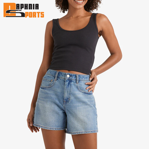 Shorts en jean vintage d'été pour femmes avec poches amples personnalisées, confortables, taille mi-haute, séchage rapide - Product Image 3