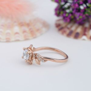 Original Moissanite Diamond Engagement <b>Ring</b> 925 <b>Silver</b> Wedding Promise Rose Gold Plated <b>Solitaire</b> Flower <b>Ring</b> Freshwater Pearl - Product Image 2