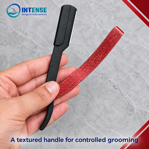 Couteau à raser pour barbier, rasoir droit avec boîte de 100 lames de rechange, usage professionnel en salon - Product Image 2