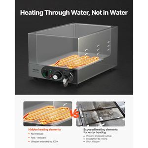 Scaldavivande Elettrico Commerciale in Acciaio Inox da 1200W, Riscaldamento Rapido, Bagnomaria Staccabile per Banco da Lavoro, Attrezzatura per Mantenimento Calore - Product Image 4