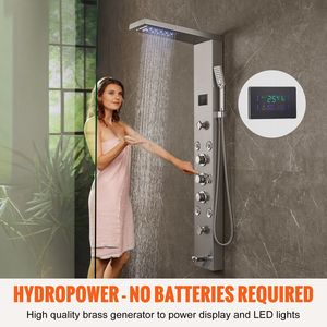 Pannello Doccia Idroelettrico con Schermo LED a 6 Modalità, 5 Getti Massaggianti, Effetto Pioggia e Cascata - Accessorio per Cabina Doccia - Product Image 2