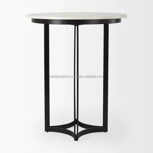 Modern <b>Round</b> Marble Top <b>Side</b> <b>Table</b> with <b>Black</b> Metal Frame for Living Room Indoor Furniture Decoration - Product Image 6