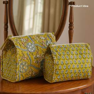 Tela Textil Decorativa Moderna para el Hogar, Estampada a Mano con Bloques, 100% Algodón Puro Tejido, Estampado Floral Tradicional, Lavable - Product Image 4