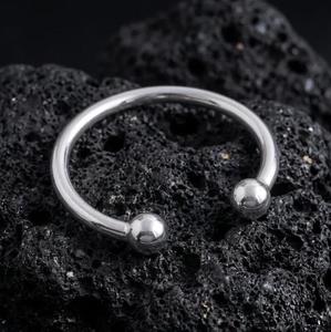 <b>Solid</b> Brass 925 Sterling <b>Silver</b> Open Cuff Bangle For Men & Women Minimalist Polished <b>Silver</b> Kada Unisex Ball End Torque <b>Bracelet</b> - Product Image 2