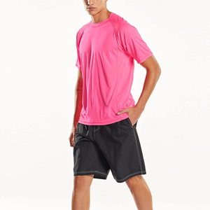 <b>Mens</b> Short Sleeve <b>Pink</b> Athletic <b>T</b> <b>Shirt</b> Quick Dry Breathable Performance Sports Top Polyester Spandex Gym Training Wear - Product Image 5