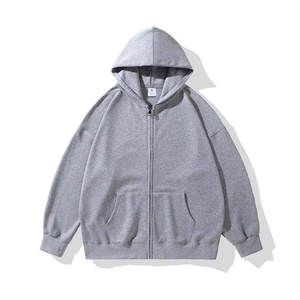 Veste à capuche zippée unisexe personnalisable en gros, vierge, 100% coton tricoté, style décontracté streetwear, coupe ample - Product Image 3