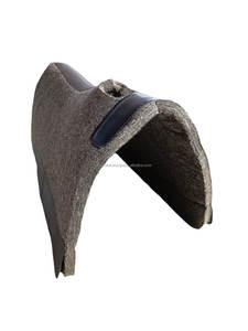 Western Indian Manufacturer 1\" <b>Thick</b> Wool <b>Felt</b> Horse Saddle Pad Custom Logo Natural Gray With Brown Genuine Leather Made India - Product Image 5