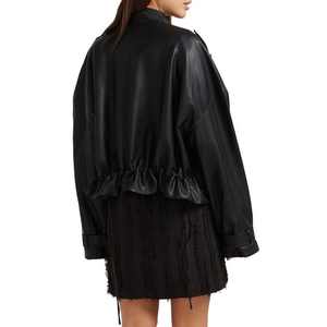 Veste bomber en cuir véritable faite à la main pour femmes avec doublure en polyester - Product Image 3