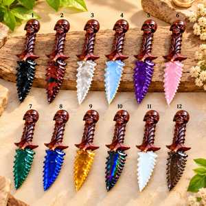 Vente en gros de poignards artisanaux en pierres mélangées avec manche en crâne gothique – Couteau de collection fantaisie et cadeau unique - Product Image 3