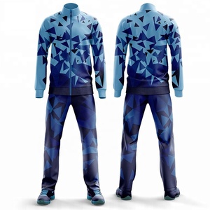 Ensemble de survêtement pour homme à imprimé géométrique, sweat-shirt et pantalon sportifs à fermeture éclair intégrale, séchage rapide, polyester, coupe classique, pour le printemps - Product Image 2