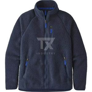 Hot Sale Men's <b>Sherpa</b> Fleece Hooded Jacket Stand Collar Customized Padded Winter Outdoor Streetwear Style Canvas <b>Fabric</b> Front - Product Image 3