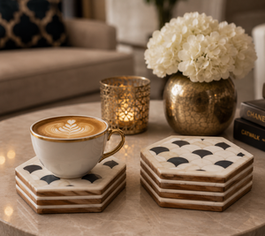 Juego de Posavasos Hechos a Mano con Incrustaciones de Hueso para Hoteles y Hogares, Posavasos Modernos Hexagonales para Bebidas, Posavasos para Tazas de Café, Proveedor Mayorista - Product Image 2
