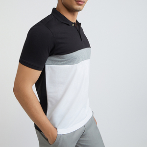 Polo pour homme personnalisé avec logo, color block, 100 % coton premium, coupe ajustée, rayé, décontracté, pour le golf, à manches courtes, tricoté, vente en gros - Product Image 4