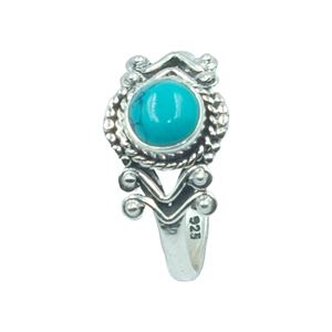 Bague en turquoise naturelle, argent sterling 925, faite à la main, style bohème tribal, bague statement vintage, bijoux pour femmes, bijoux de créateur, Noël - Product Image 1