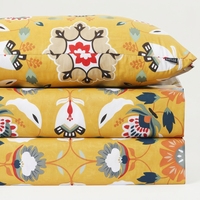 Parure de lit Keyseria avec 2 taies d'oreiller, drap plat en coton imprimé floral moderne 150 TC