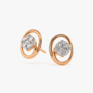 Pendientes de Oro Rosa con Diamantes Cultivados en Laboratorio en Forma Ovalada y Diseño en Espiral - Product Image 3