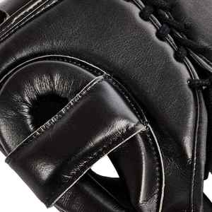 Casco de Boxeo Profesional OEM de Cuero Genuino de Vaca Negro Ajustable con Cordones y Cara Abierta CP-BHG-11 - Product Image 4
