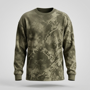 Sweat-shirt thermique oversize délavé à l'acide pour homme, pull en maille gaufrée vierge, streetwear, fournisseur de vêtements personnalisés - Product Image 1