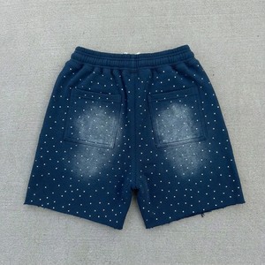 Shorts de survêtement pour hommes en gros, ornés de strass scintillants, coupe oversize, avec cordon de serrage, style streetwear décontracté, bas de tenue mode estivale - Product Image 2