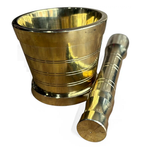 High Quality Brass Mortar And Pestle With Polish Finished For Manual <b>Coffee</b> And Spices <b>Grinder</b> Kitchenware Metal Imam Dasta - Product Image 3