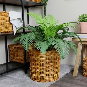 Cestas Redondas Plegables Hechas a Mano, Modernas Cestas de Mimbre y Ratán para Almacenamiento de Ropa, Decoración del Hogar y Organización, con Tapas - Product Image 4