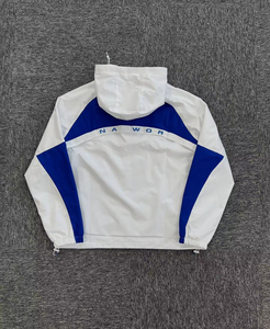 IRON MARK INDUSTRIES Unisex Color Blocking Windbreaker Tracksuit Set Half-<b>Zip</b> Jacket Drawstring Shorts Side Pockets Quick Dry - Product Image 5