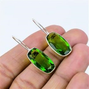 Fournisseur en gros de magnifiques boucles d'oreilles pendantes en pierre de peridote et quartz, boucles d'oreilles pendantes en pierre de peridote et quartz en gros - Product Image 3
