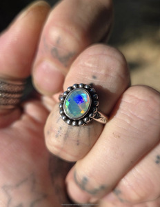 Oval Amethyst Bezel Setting Sterling <b>Silver</b> Handmade Artisan Vintage Inspired <b>Boho</b> Chic Elegant Women's <b>Ring</b> for Party Wear - Product Image 3