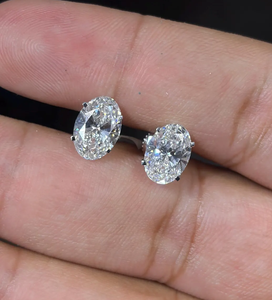 Lab Grown Diamond Oval Cut <b>Stud</b> <b>Earrings</b> White Gold Solitaire <b>Earrings</b> Classic Luxury Fine Jewelry For Women Unisex Gift - Product Image 1