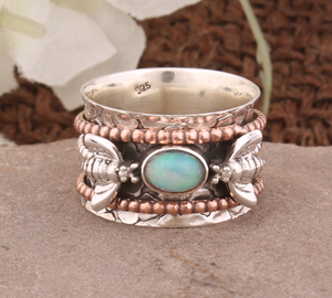 Anillo de Abeja Vintage Inspirado en la Naturaleza con Ópalo de Fuego Natural, Anillo de Boda de Plata de Ley con Diseño de Animal para Mujer - Product Image 4