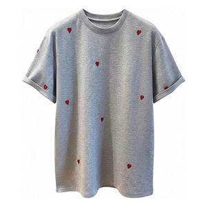 Camisetas de Hombre con Bordado de Corazón, Cuello Redondo, Manga Corta, Estilo Casual de Verano, Suaves y Transpirables, Mezcla de Algodón, Diseño Gráfico Minimalista - Product Image 1