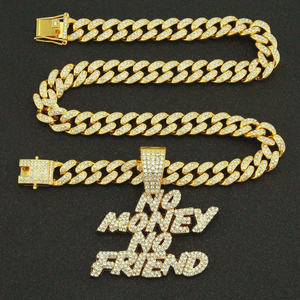 Gold Plated 925 Silver Cuban <b>Chain</b> Pendant Necklace Brilliant Cut <b>Diamonds</b> Letter Pendant Unisex Hip Hop Jewelry for <b>Mens</b> Womens - Product Image 4