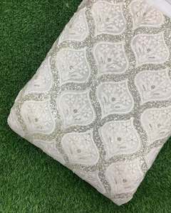 High Quality Sequin Embroidery Fabric 3D Floral Lace Fabric for Evening Dress Wedding Gown Garment - Product Image 3