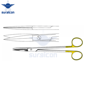 Ciseaux McIndoe 19 cm / 7-1/2 po droits pour cartilage, bords extérieurs semi-affûtés, TC Gold, professionnels, chirurgicaux, médicaux - Product Image 4