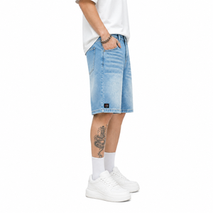 Shorts en jean pour homme de qualité supérieure, décontractés, avec coutures durables, coupe confortable, avec poches, pour le streetwear - Product Image 2