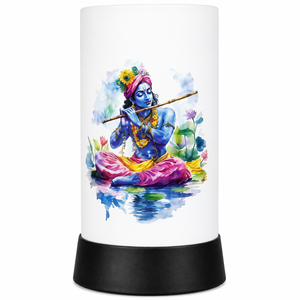 Lord Krishna Flute LED Table <b>Lamp</b> Colorful Spiritual Night Light Peacock <b>Feather</b> Design for Bedroom Temple Living Temple Room - Product Image 1