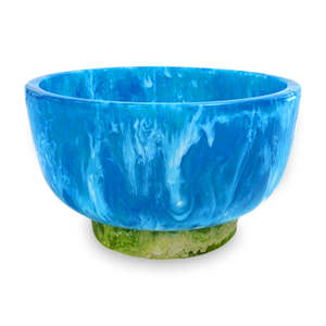 Bol de service en résine polie blanche de qualité supérieure, fait main, écologique, avec des touches vertes, pour la maison, la cuisine, la table à manger - Product Image 6
