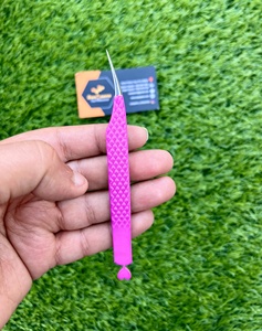 Pinzas de pestañas rosas personalizadas de etiqueta privada con mango de corazón Pinzas de extensión de pestañas con pinzas de pestañas de agarre de fibra de corazón - Product Image 1