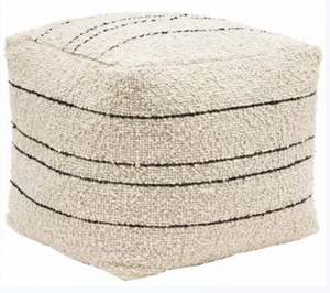 Pouf décoratif mural mobile en corde de coton artisanale, motif feuillage minimaliste, rempli de billes de bambou et PU, pour chambre et salon - Product Image 2