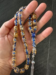 Rosario Musulmán de Resina Transparente Azul Personalizado, Ecológico, Pintado a Mano, Cuentas de Oración Islámicas, Pulsera de Oración - Product Image 4