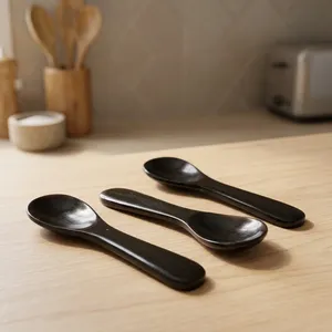 Cuillère à salade en corne de buffle naturelle, cuillère à salade artisanale polie pour la cuisine, la table à manger, le restaurant - Product Image 4