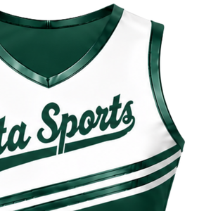 Maillot de cheerleading vert foncé sans manches, coupe courte, respirant, uniforme sportif personnalisé pour l'entraînement d'équipe, tenue athlétique de performance - Product Image 3