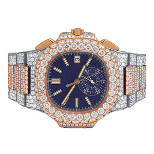Reloj de Cuarzo de Acero Inoxidable Personalizado con Incrustaciones de Diamantes Moissanite VVS, Estilo Hip Hop, Correa de 20 mm, Esfera de Cristal, Unisex - Product Image 1