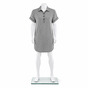 Versatile Vintage Summer <b>A</b>-<b>line</b> Loose Fit Washed Mini <b>Dress</b> with Simple Design Print <b>Pattern</b> and Washable Feature - Product Image 1