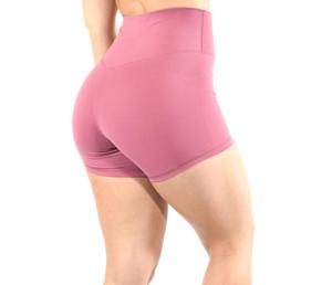 Short cycliste pour femme, couleur rose, respirant, taille haute, extensible, effet push-up fessier, coupe sexy, compressif, uni - Product Image 2