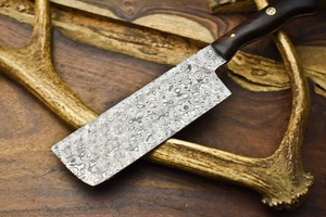 Cuchillo de caza hecho a mano de acero de Damasco, hoja con punta curva, mango de madera, cuchillo de 13 pulgadas con filo biselado afilado. - Product Image 5